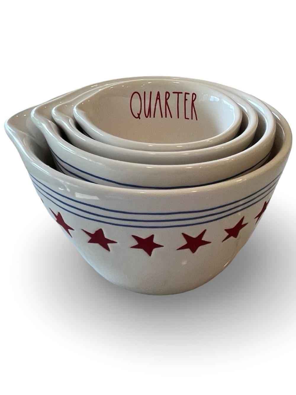 Set of Rae Dunn Stars & Stripes Nesting Measuring Cups by Magenta